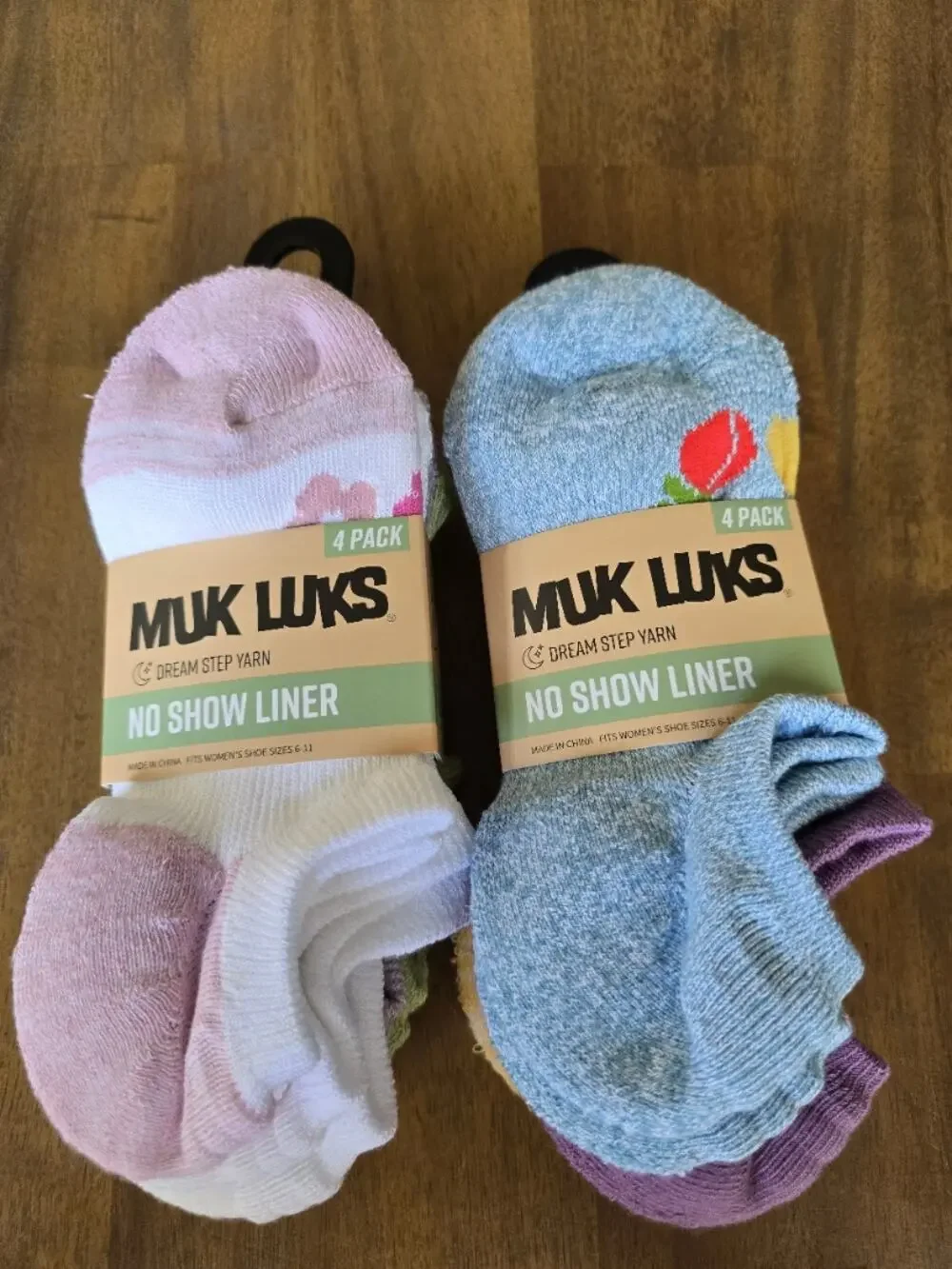 MUK LUKS Women's Dream Step No-Show Liner Socks, 4-Pack Lot of 2